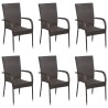 Ensemble à manger de jardin 7 pcs Marron Résine tressée 