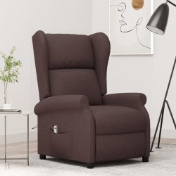 Fauteuil inclinable électrique à oreilles marron foncé tissu 