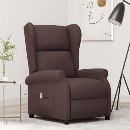 Fauteuil inclinable électrique à oreilles marron foncé tissu 