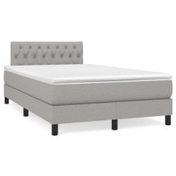 Sommier à lattes de lit et matelas gris clair 120x190 cm tissu 