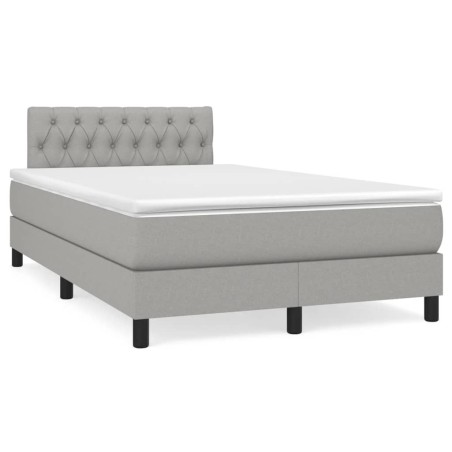 Sommier à lattes de lit et matelas gris clair 120x190 cm tissu 