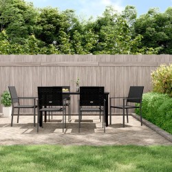 Ensemble à manger de jardin 7 pcs résine tressée acier 