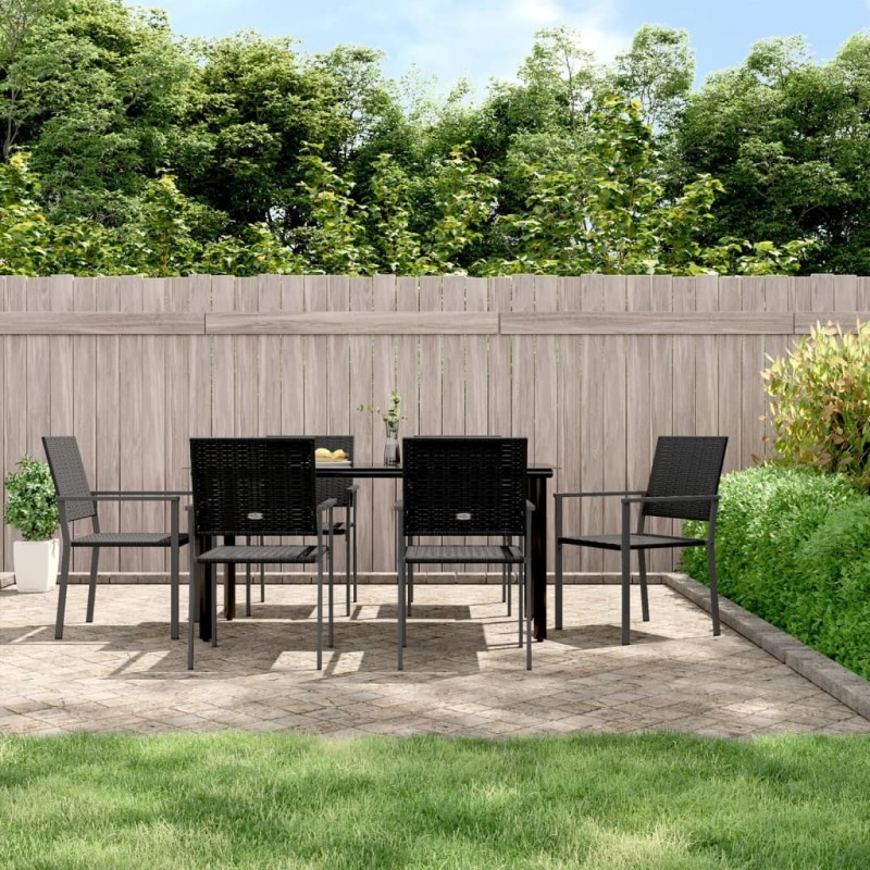 Ensemble à manger de jardin 7 pcs résine tressée acier 