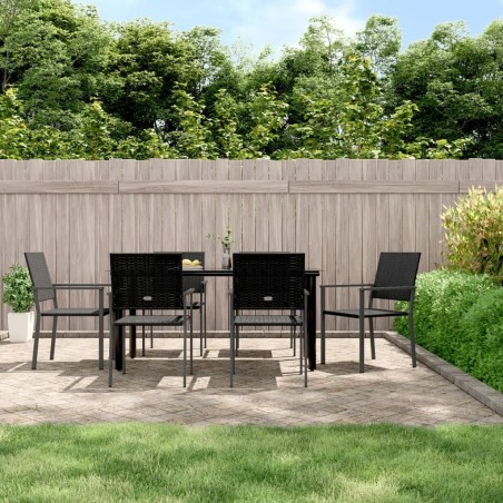 Ensemble à manger de jardin 7 pcs résine tressée acier 