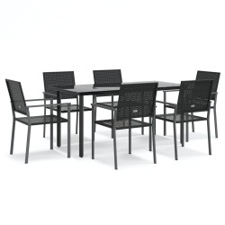 Ensemble à manger de jardin 7 pcs résine tressée acier 