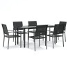 Ensemble à manger de jardin 7 pcs résine tressée acier 