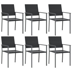 Ensemble à manger de jardin 7 pcs résine tressée acier 