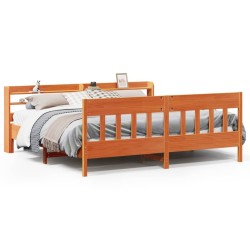 Cadre de lit sans matelas cire marron 200x200cm bois pin massif 