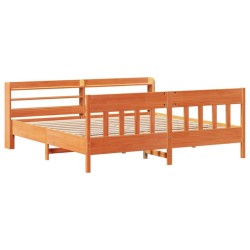 Cadre de lit sans matelas cire marron 200x200cm bois pin massif 