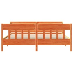 Cadre de lit sans matelas cire marron 200x200cm bois pin massif 