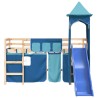 Lit mezzanine enfants avec tour sans matelas bleu 80x200 cm 