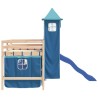 Lit mezzanine enfants avec tour sans matelas bleu 80x200 cm 