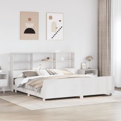 Cadre de lit sans matelas blanc 200x200 cm bois massif de pin 