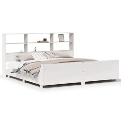 Cadre de lit sans matelas blanc 200x200 cm bois massif de pin 