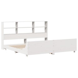 Cadre de lit sans matelas blanc 200x200 cm bois massif de pin 