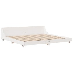 Cadre de lit sans matelas blanc 200x200 cm bois massif de pin 