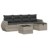 Salon de jardin 6 pcs avec coussins gris clair résine tressée 
