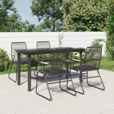 Ensemble à manger de jardin 5 pcs Noir Rotin PVC 