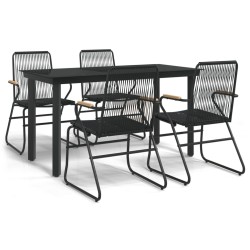 Ensemble à manger de jardin 5 pcs Noir Rotin PVC 