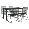 Ensemble à manger de jardin 5 pcs Noir Rotin PVC 