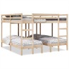 Lit superposé triple 200x200/80x200 cm bois de pin massif 