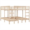 Lit superposé triple 200x200/80x200 cm bois de pin massif 