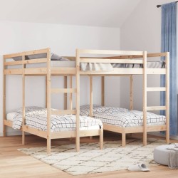 Lit superposé triple 200x200/80x200 cm bois de pin massif 