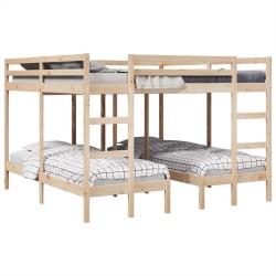 Lit superposé triple 200x200/80x200 cm bois de pin massif 