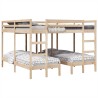 Lit superposé triple 200x200/80x200 cm bois de pin massif 