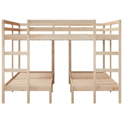 Lit superposé triple 200x200/80x200 cm bois de pin massif 