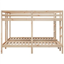 Lit superposé triple 200x200/80x200 cm bois de pin massif 