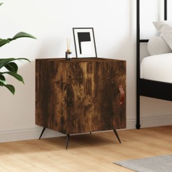 Table de chevet chêne fumé 40x40x50 cm bois d'ingénierie 