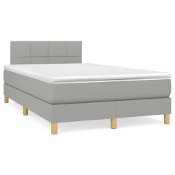 Sommier à lattes de lit et matelas gris clair 120x190 cm tissu 