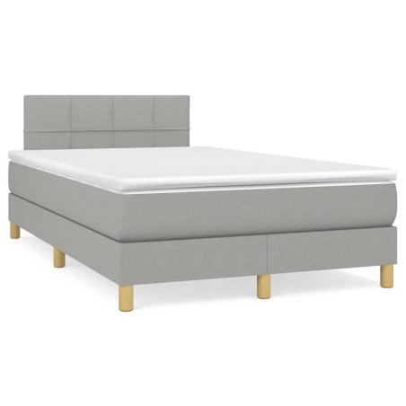 Sommier à lattes de lit et matelas gris clair 120x190 cm tissu 