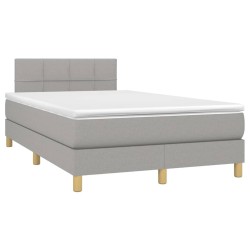Sommier à lattes de lit et matelas gris clair 120x190 cm tissu 