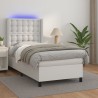 Sommier à lattes de lit matelas LED Blanc 90x200cm Similicuir 