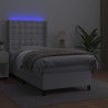 Sommier à lattes de lit matelas LED Blanc 90x200cm Similicuir 