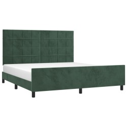 Cadre de lit sans matelas vert foncé velours 