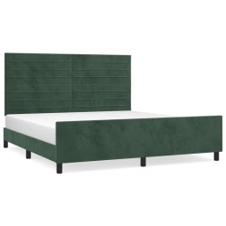 Cadre de lit sans matelas vert foncé velours 