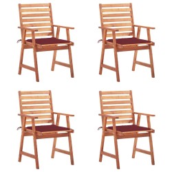 Chaises à manger d'extérieur lot de 4 et coussins Acacia massif 