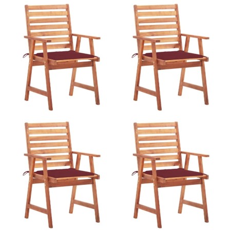 Chaises à manger d'extérieur lot de 4 et coussins Acacia massif 