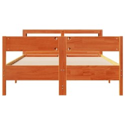 Cadre de lit sans matelas cire marron 150x200cm bois pin massif 
