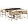Ensemble à manger de jardin et coussins 7 pcs beige poly rotin 