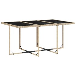 Ensemble à manger de jardin et coussins 7 pcs beige poly rotin 