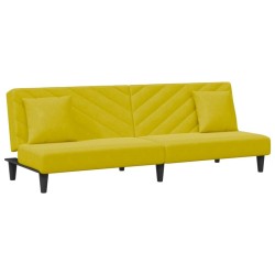 Ensemble de canapés 2 pcs avec coussins jaune velours 