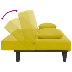 Ensemble de canapés 2 pcs avec coussins jaune velours 