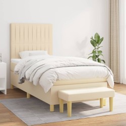 Sommier à lattes de lit avec matelas Crème 80x200 cm Tissu 