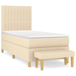 Sommier à lattes de lit avec matelas Crème 80x200 cm Tissu 