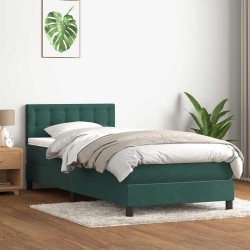 Sommier à lattes de lit et matelas vert foncé 90x210 cm velours 