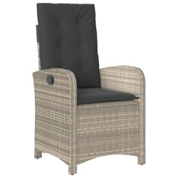 Ensemble à manger de jardin 3pcs coussins gris clair poly rotin 